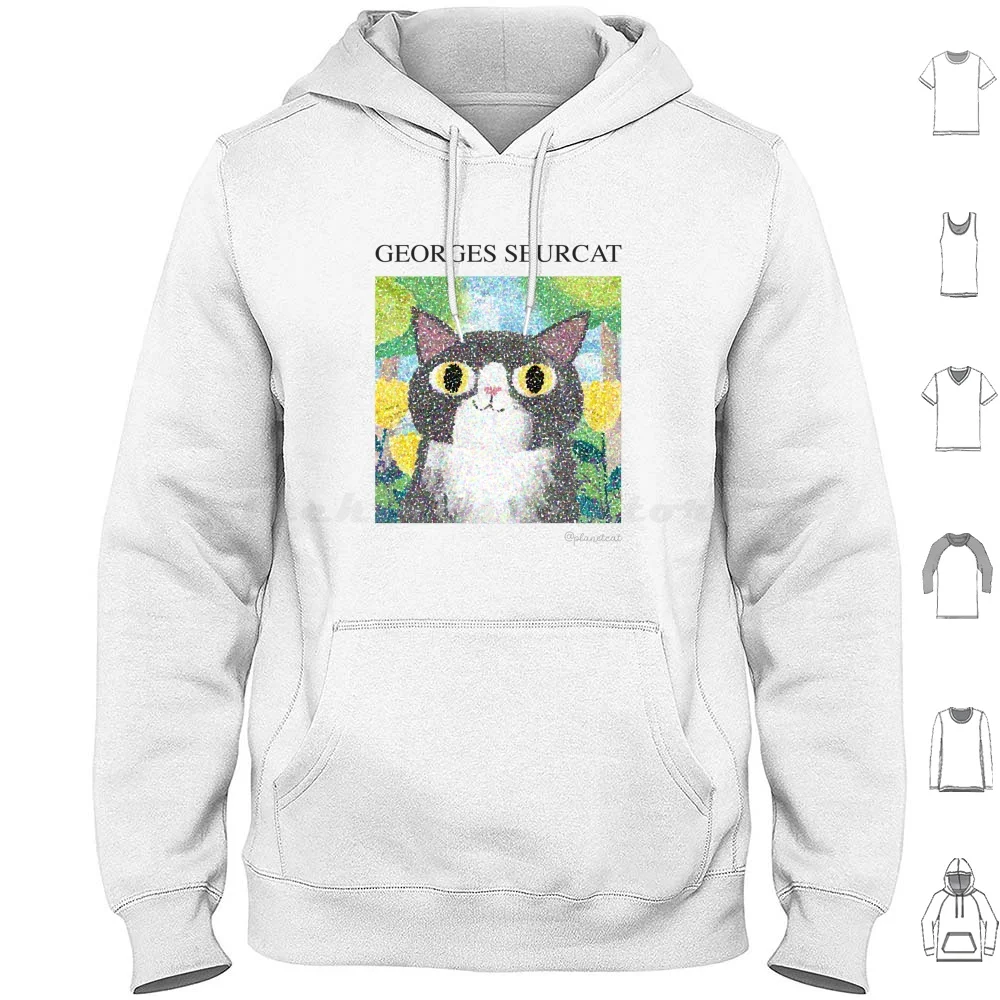 

Georges Seurcat Artist Cat Hoodies Long Sleeve Cute Cat Cat Lover Artist Angie Rozelaar Planet Cat Planetcat