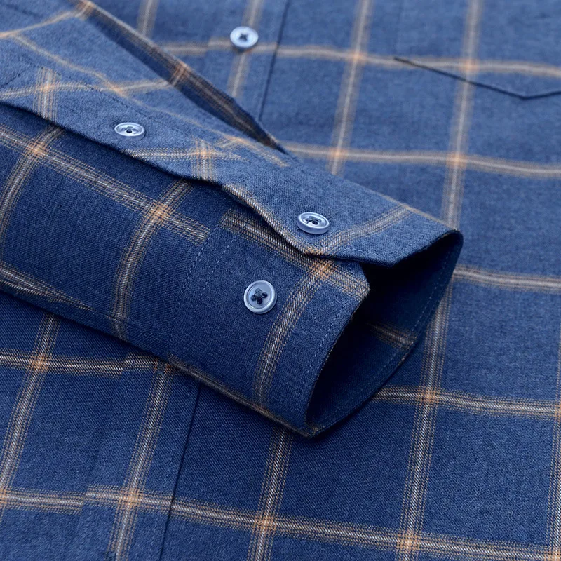 100% Cotton Plaid striped shirt Casual Shirts Men Long Sleeve Slim Fit Male Mens Fashion Clothing Trends Social Formal Shirts