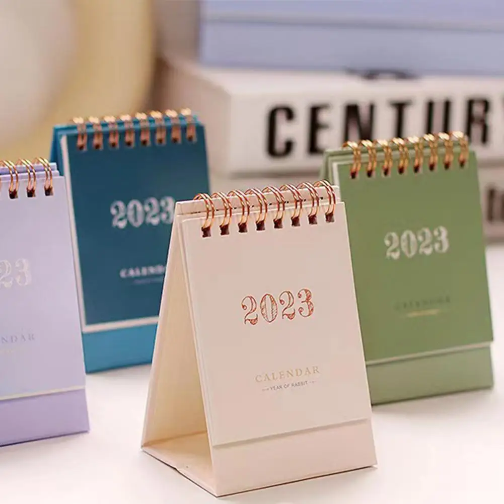 

Mini Calendar Portable Double Ring Page Turning Mini 2023 Standing Flip Calendar for Home