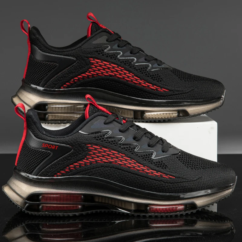 New Brand Men's Sports Shoes Double Air Cushion Running Shoes Mesh Breathable Casual Shoes Outdoor Non-slip Basketball Shoes