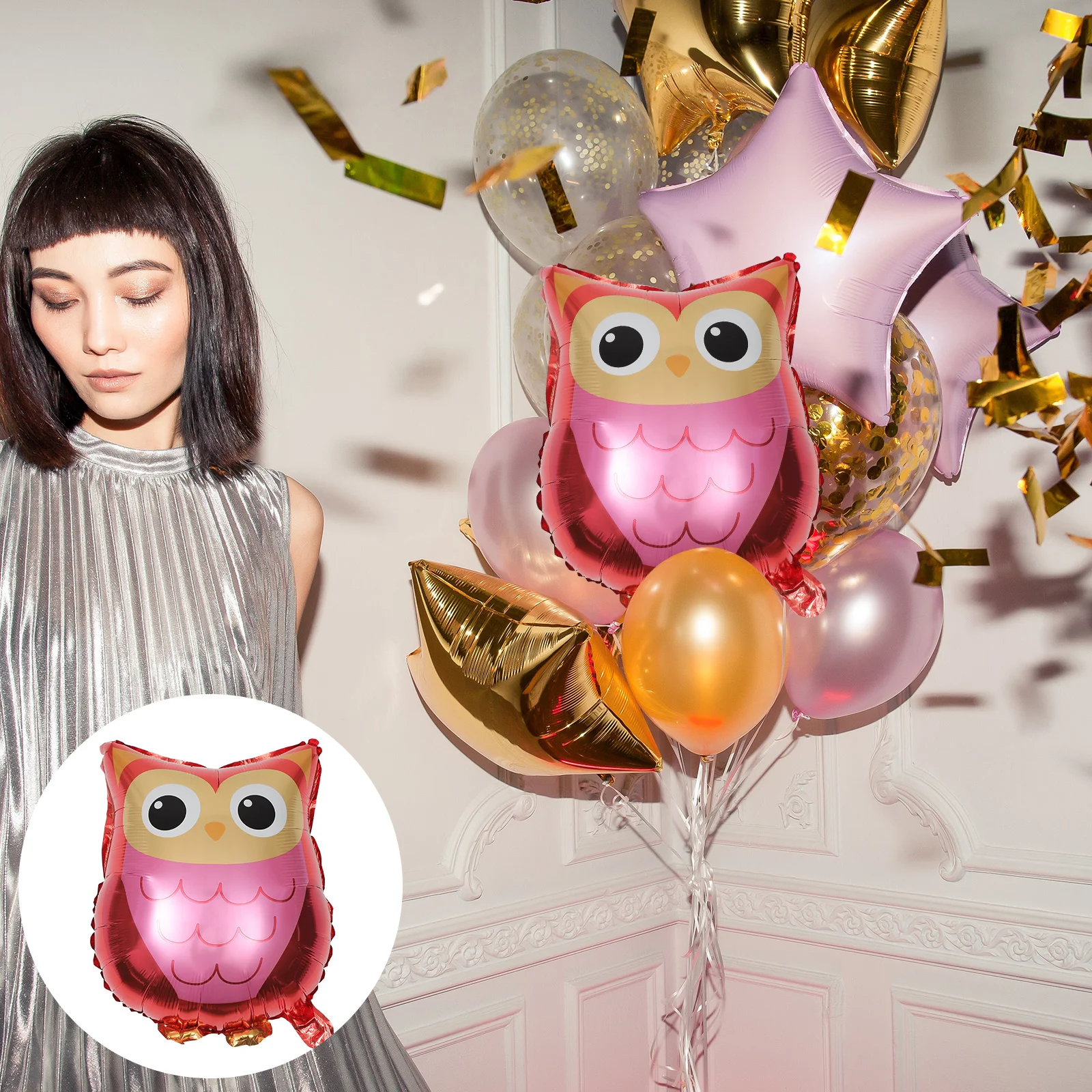 

4 Pcs Memorial Gifts Cartoon Foil Balloon Birthday Party Decors Decorative Balloons Aluminum Child Owl
