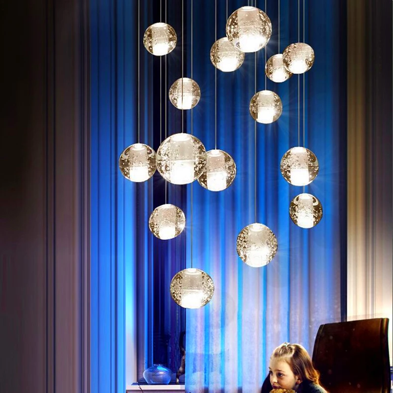 Modern LED kristal avize G4 top lamba merdiven oturma odası dekorasyon mutfak yatak odası süspansiyon kolye asılı ışıklar