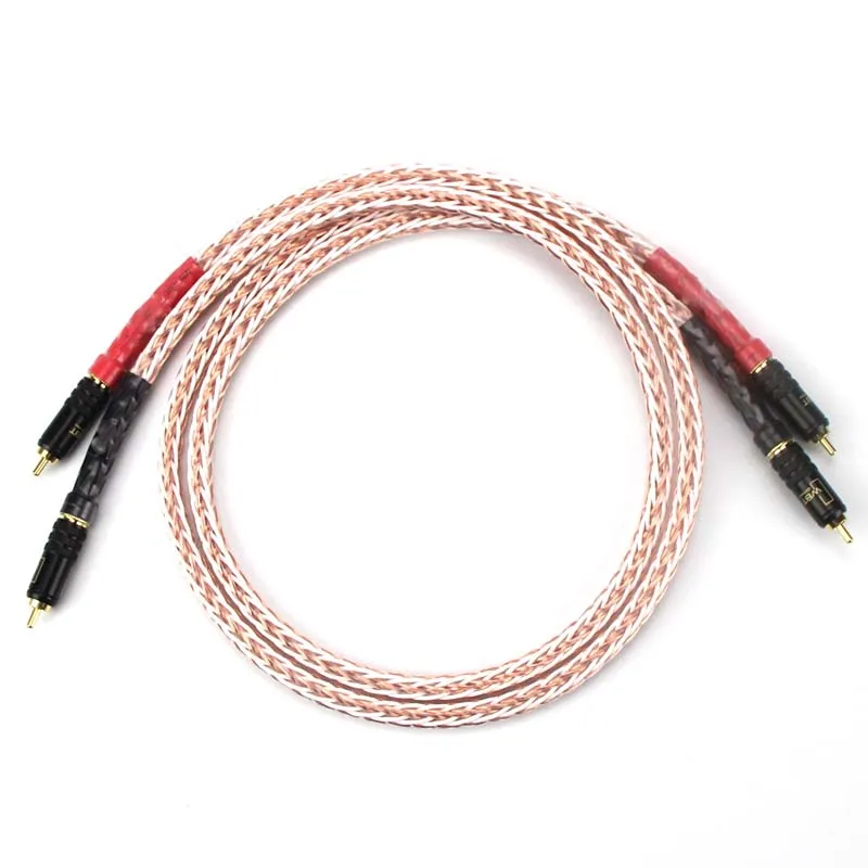 HiFi 8TC 7N OCC Чистая медь RCA кабель Hi-end усилитель CD Interconnect 2RCA к 2RCA мужской аудиокабель