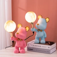 creative bear sculpture night light bedroom desktop decoration cartoon bear table lamp decoration kawaii room decoration gift