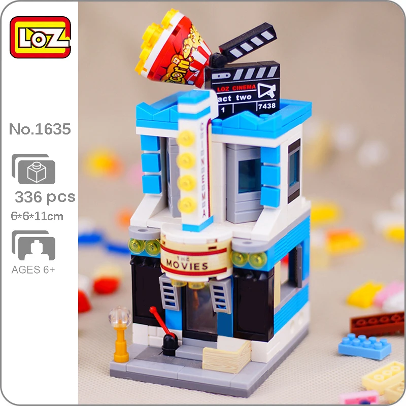 

LOZ 1635 City Street Cinema Movie Theater Popcorn Shop Store Architecture 3D Mini Blocks Bricks Building Toy for Children no Box