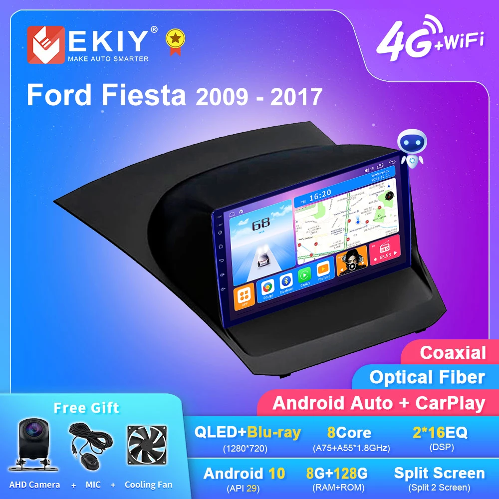 EKIY T7 Android Auto Radio Für Ford Fiesta 2009 - 2017 Auto Multimedia Video Player Stereo GPS Navigation DSP Carplay 2din DVD HU