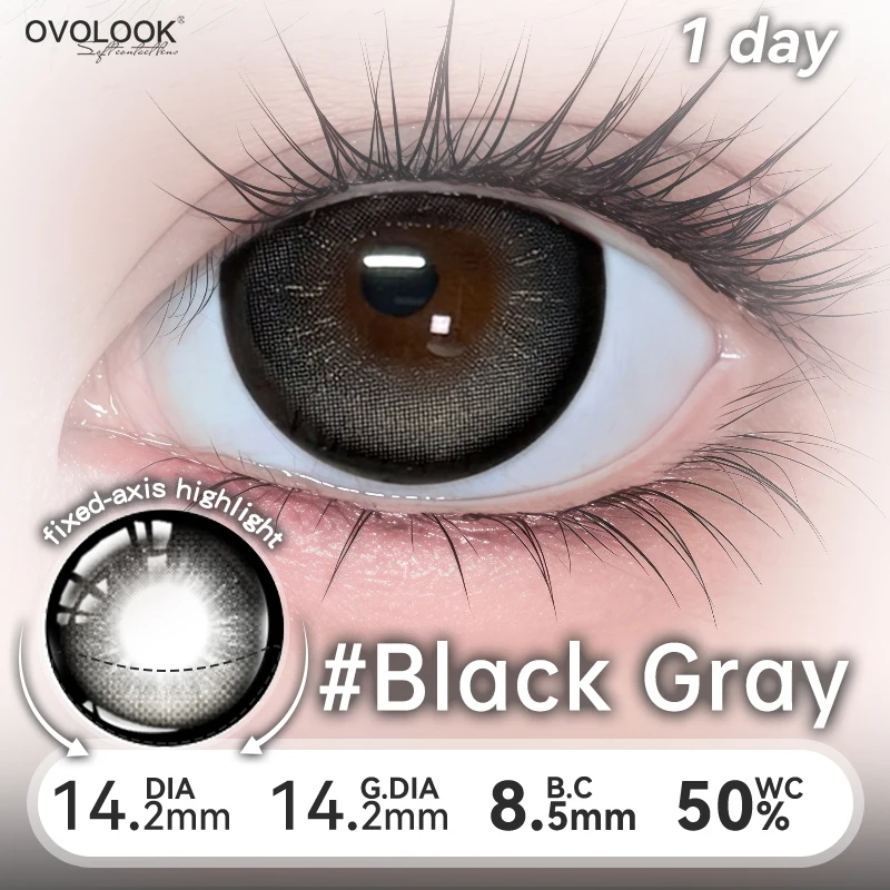 Фото OVOLOOK - Цветные контактные линзы с мягким ободком, гибридные, синие, 10 шт., для ежедневного использования, для макияжа, в милой коробке с рисунком щенка. №4