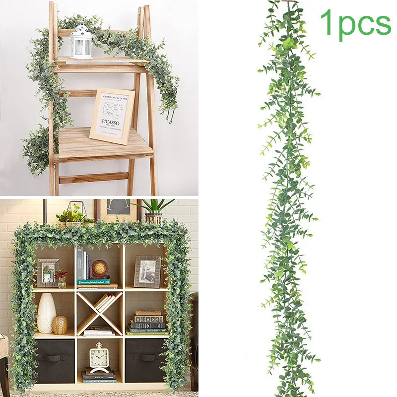 

1.8M Artificial Eucalyptus Garland Hanging Rattan Vertical Home Garden Wedding Backdrop Wall Decor Rattan Christmas Decoration