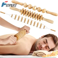 1 set wooden massage tools anti cellulite massager home gym handheld cellulite massage roller lymphatic drainage massage tool