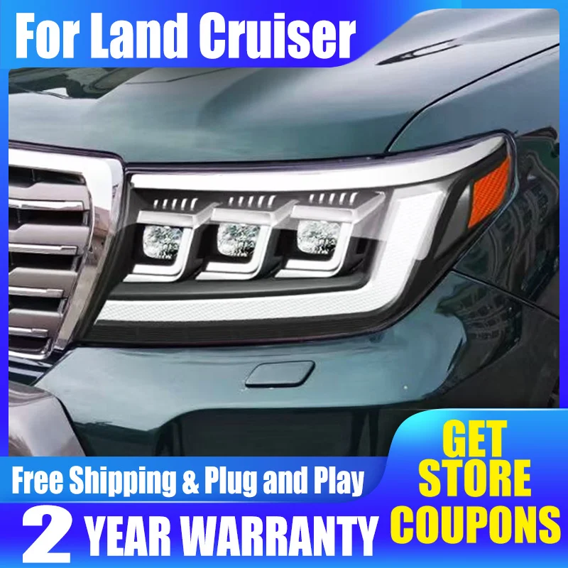 

Передние фары для Toyota Land Cruiser, передсветильник фары 2007-2015 LC200, светодиодные дневные ходовые огни, светодиодный динамический сигнал поворота, ...