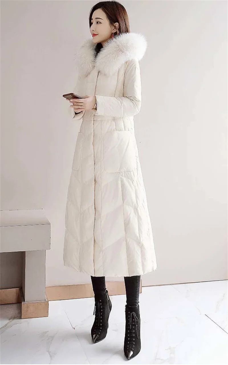Длинная теплая парка с капюшоном из искусственного меха шикарное зимнее