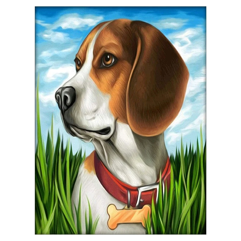 

Round Diamond Full Diamond Diamond Painting Set Living Room Decoration Children DIY Painting Tools Lawn Dog