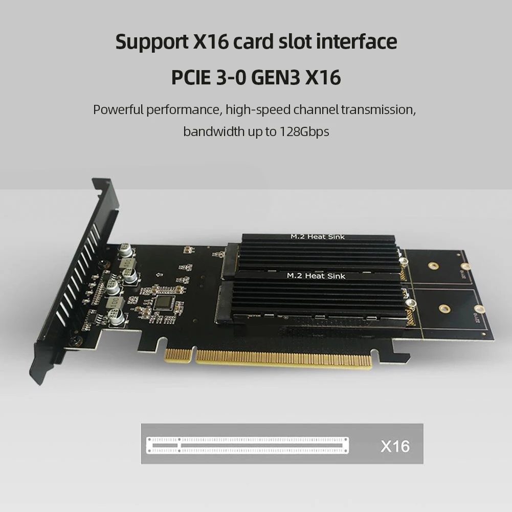 

SSD Adapter M Key HDD Adapter Controller M.2 NVME Expansion Card Metal PCIE 3.0 X16 4 Slot Supports Raid with Heatsink
