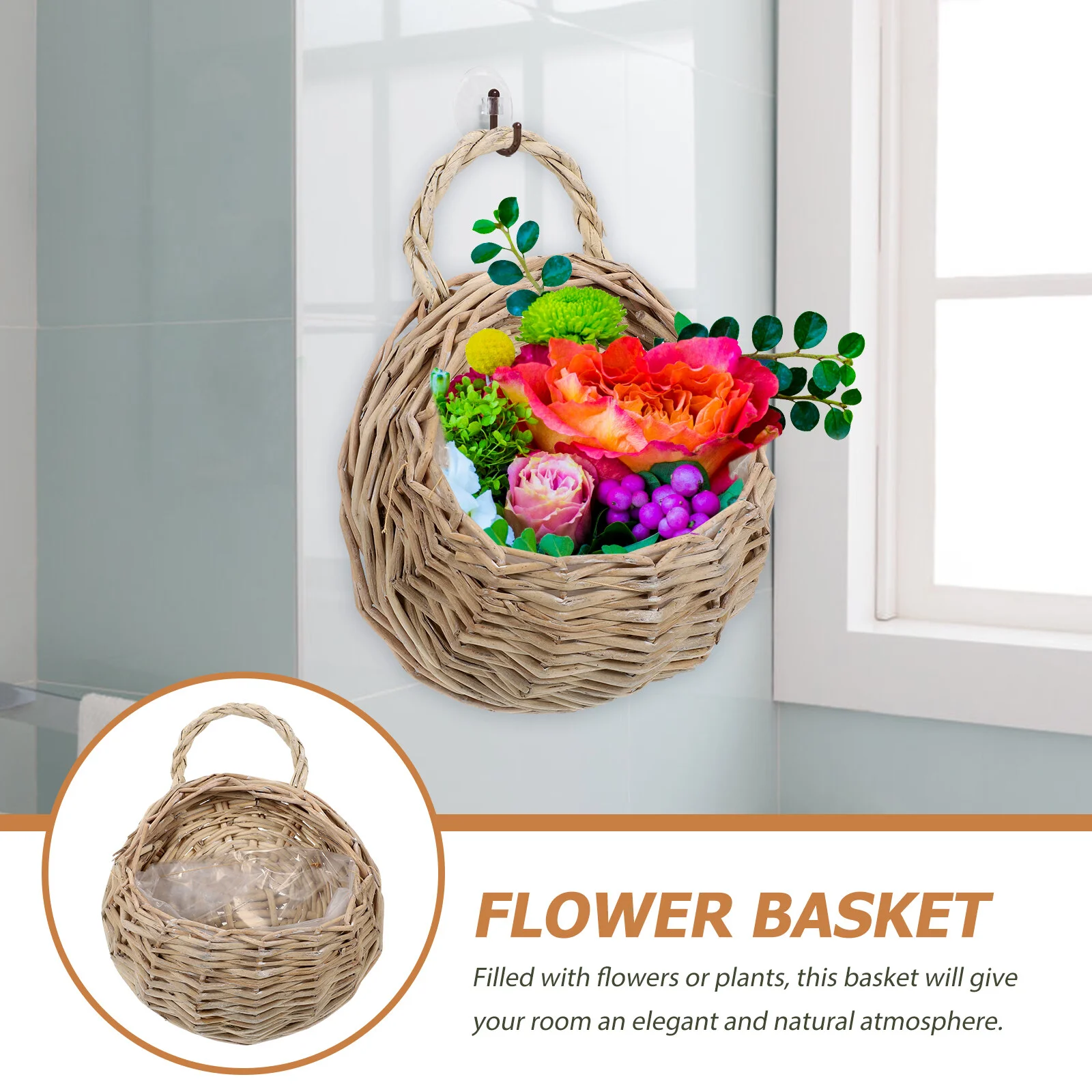 

2 Pcs Seagrass Basket Finishing Hanging Woven Storage Kitchen Wicker Flower Wooden Sundries Organizer
