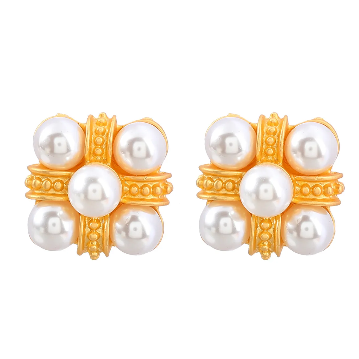 Elegant Square Pearl Geometric Earrings for Bride Woman Jewelry  Trending Jewelry Women 2023