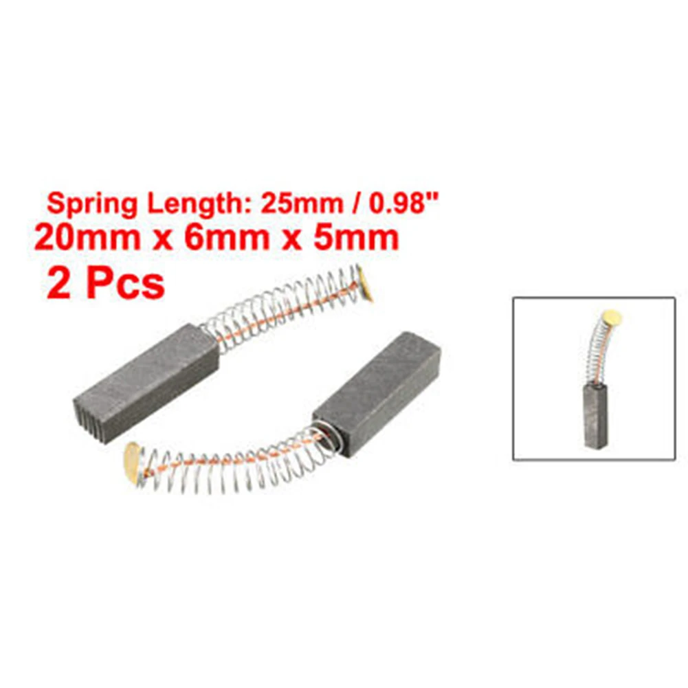 

Brand New Carbon Brushes 20mmx6mmx5mm 25mm Spring 2pcs Accessories Carbon + Metal Replacement Wide Variety Use