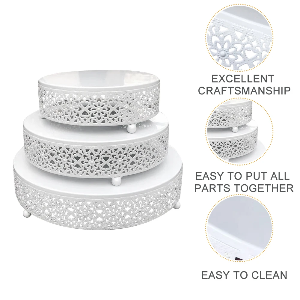 

3pcs Event Round For Dessert Table Candy Pastry Wedding Home Kitchen Cupcake Easy Clean Cake Stand Set Birthday Party Metal