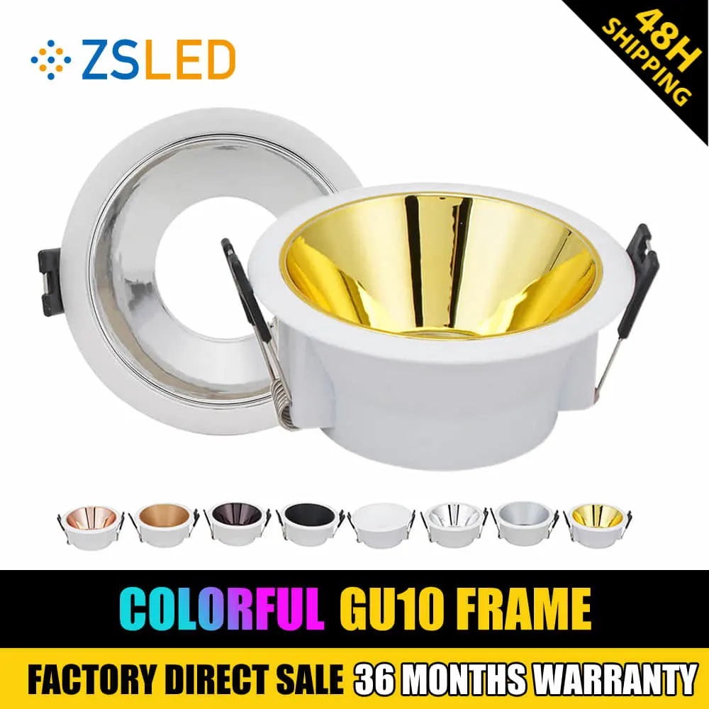 

Круглая вырезка 75 мм, встраиваемая Светодиодная потолочная лампа, точечный светильник GU10 MR16 GU5.3, 9 цветов