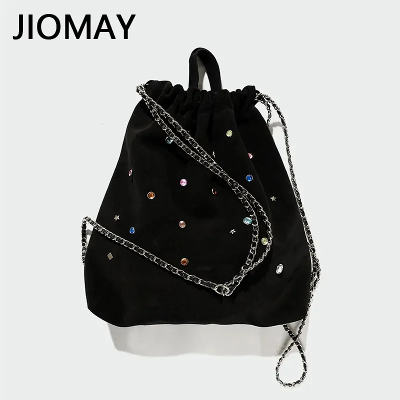 

Matte Leather Fashion Backpack for Women 2023 Lady Designer Multicolour Rhinones Large Capacity Chain Black Travel Bag