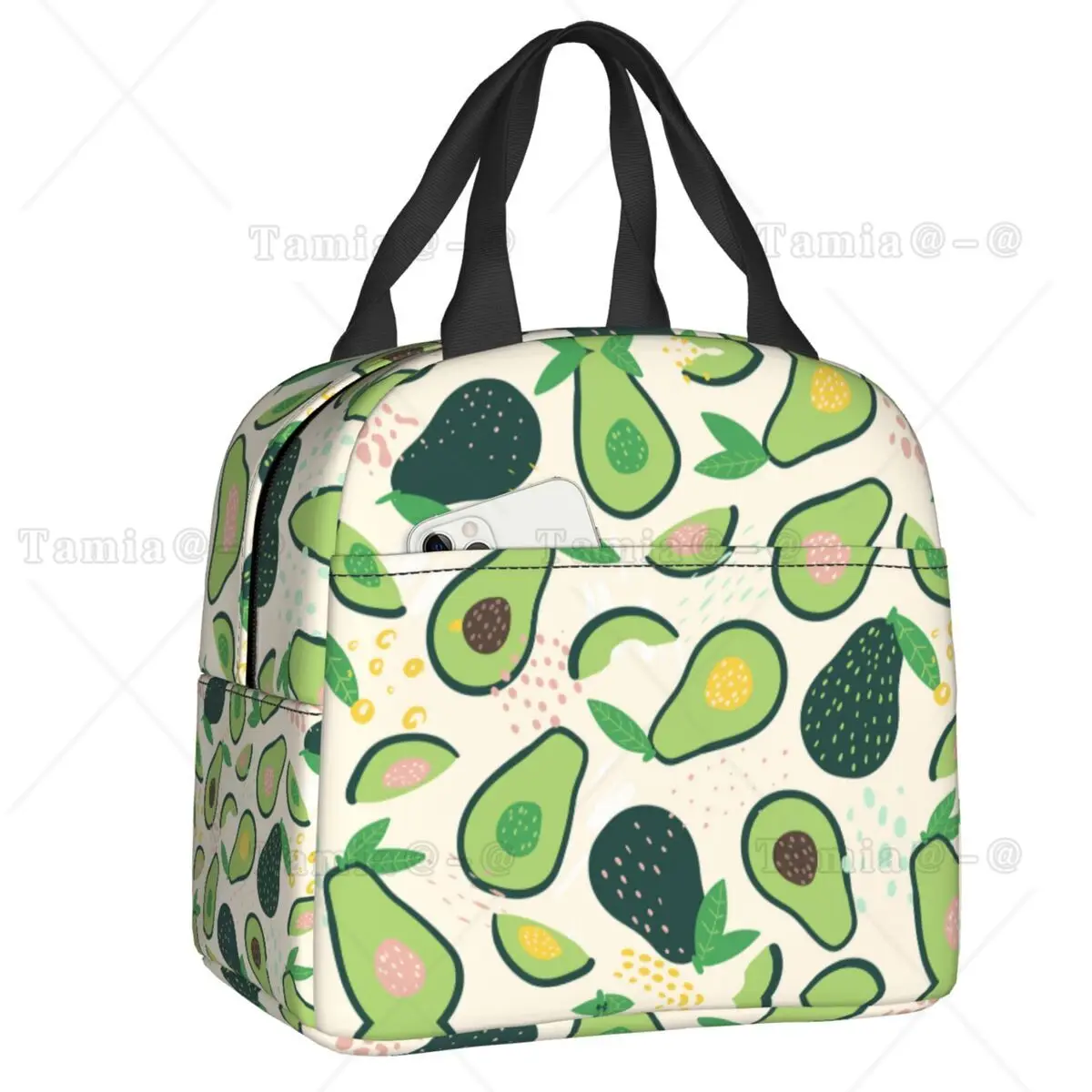 

Cute Avocado Pattern Thermal Insulated Lunch Bags Resuable Lunch Container for Outdoor Camping Travel Multifunction Food Box