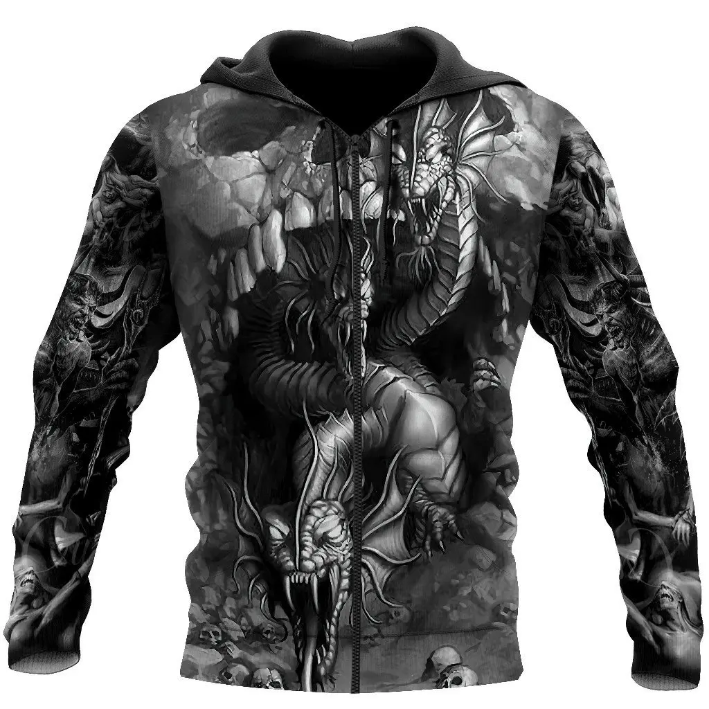 Beautiful skull tattoo 3D full body print unisex luxury hoodie men sweatshirt zipper pullover casual jacket sportswear 30
