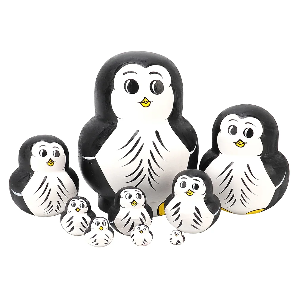 

Dolls Russian Penguin Animal Stacking Nesting Wooden Figurines Matryoshka Doll Arctic Penguins Wood Zoo Babushka Authentic Toys
