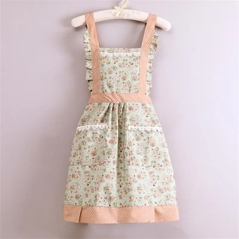 

Фартук женский без рукавов в пасторальном стиле, кухонный аксессуар в иностранном стиле, рабочая одежда в Корейском стиле для взрослых, кружевная отделка для уборки дома