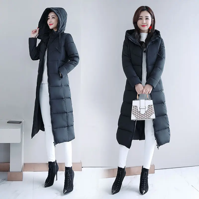2022 Winter Women Ultralight Thin Jacket Space Cotton Hooded Windproof Long Sleeve Warm Coat Parka Female Portable Outwear Long enlarge