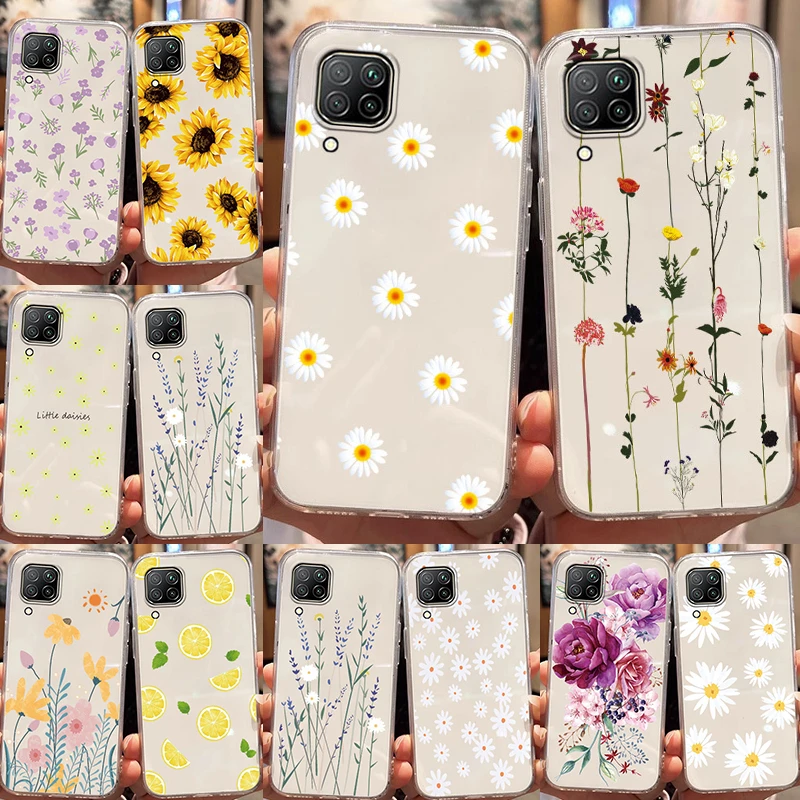 Для Huawei Y6 Y7 Y8p Y6S 8A Prime Y8P Y9 2019 P40 Lite E P30 Pro 9 Plus 9C Y7P Mate 20 Flowers Plants Clear Cover
