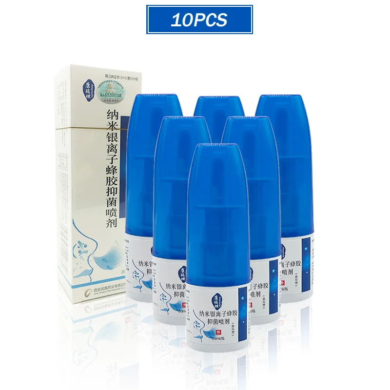 

10pcs/lot Nano Silver Ion Propolis Antibacterial Spray Nasal Cure Rhinitis Sinusitis Nose Spray Bottle Anti-snore Apparatus