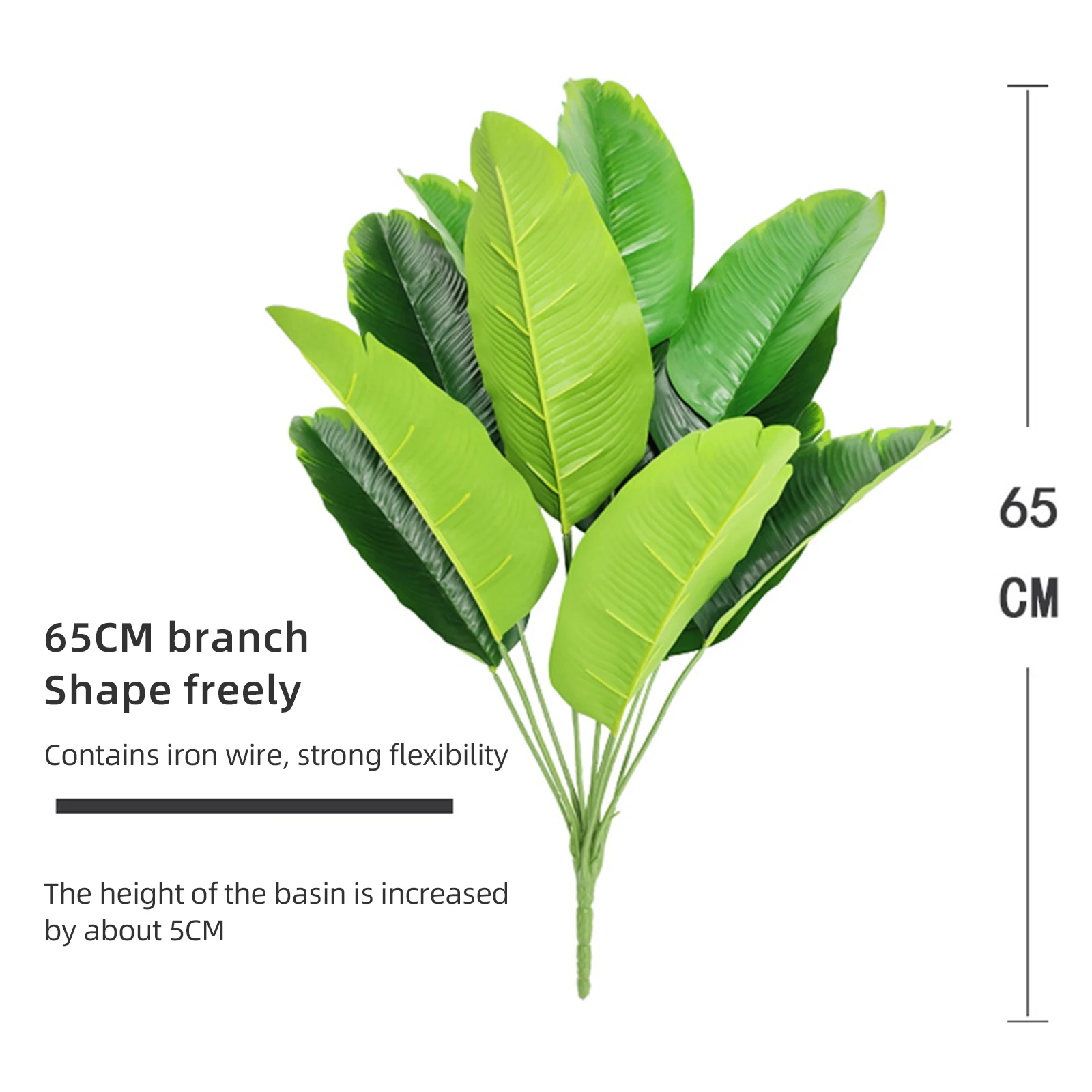 

65cm Big Artificial Tropical Plants Branches Real Touch Home Office Fake Plant Floor Reuseable Greeny Tree For Wedding Party