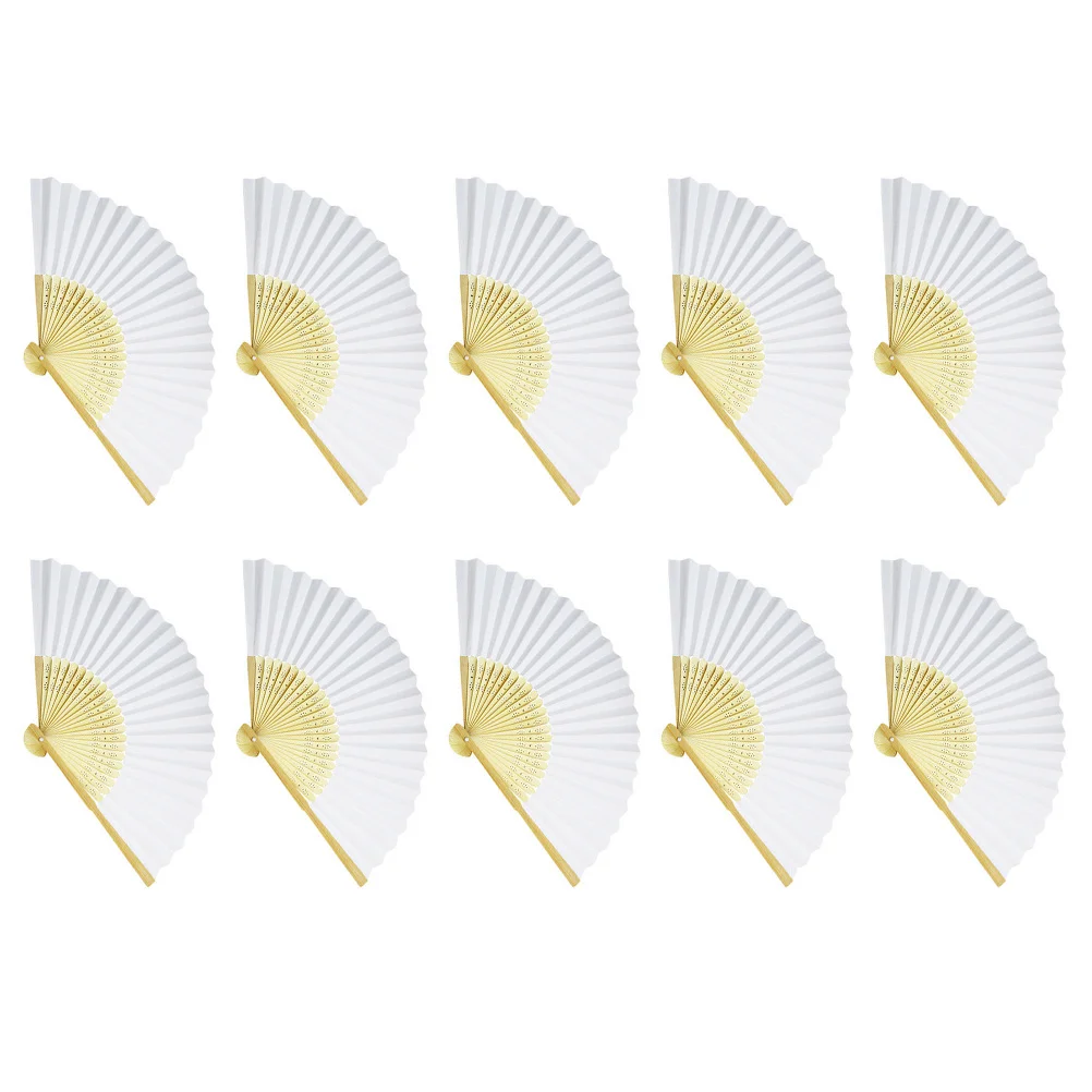 

Fan Paper Diy Hand Folding Fans Held Painting Handheld Drawing Blank Chinese Props Show Wedding Wood Kids Unpainted Japanese