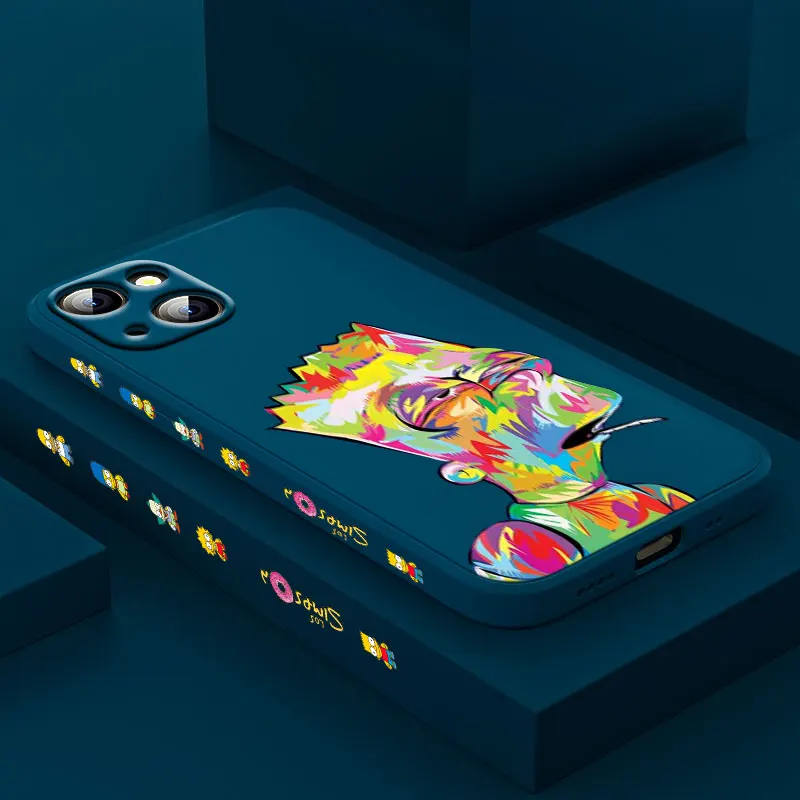 

The Simpsons Color For Apple IPhone 13 12 Mini 11 Pro XS MAX XR X 8 7 6S SE Plus Liquid Left Silicone Gel Phone Case