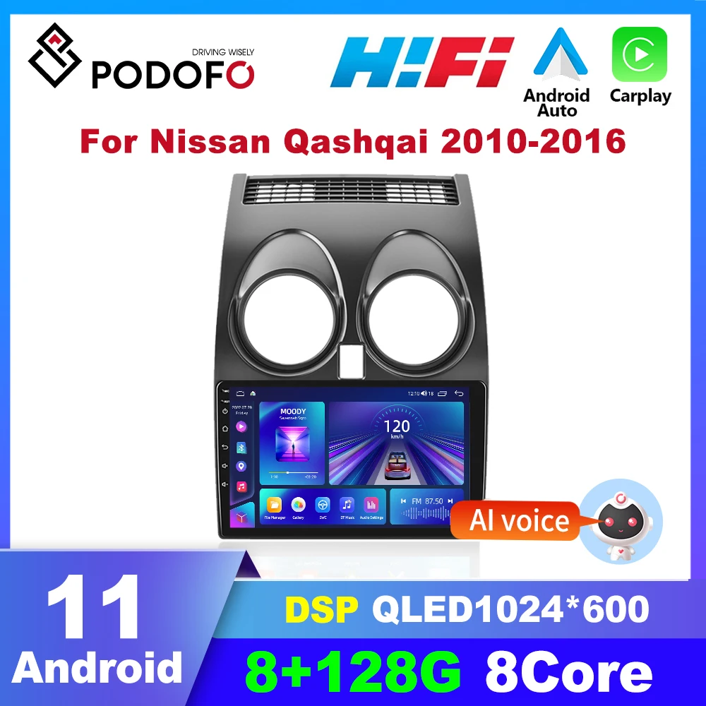 

Podofo Android Car Radio For Nissan Qashqai 2010-2016 Carplay Auto Multimedia Player 2din Car Stereo Autoradio GPS Navigation