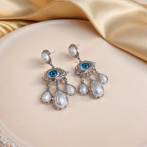 Серьги из горного хрусталя с жемчугом