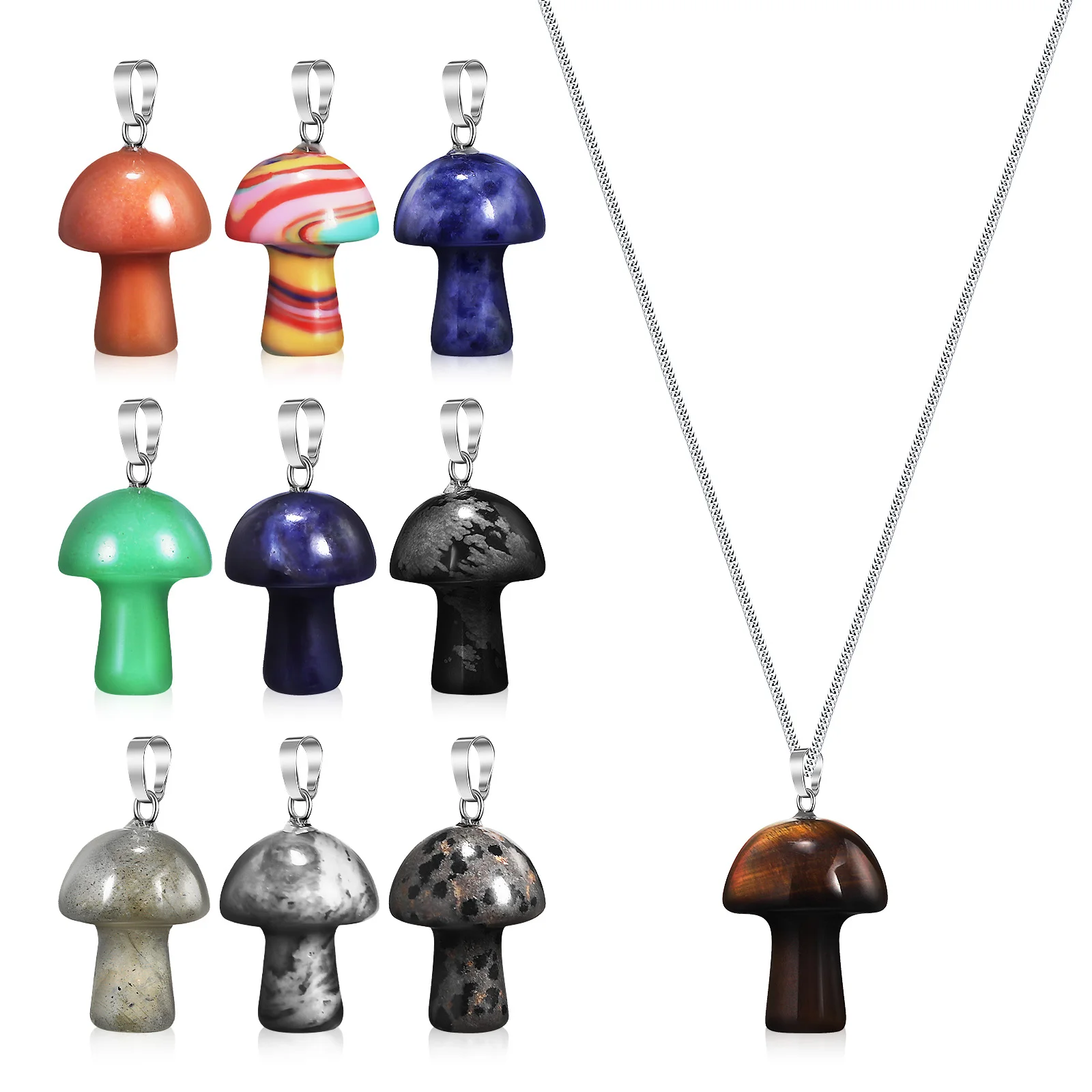 

10 Pcs Choker Earring Charms For Bracelets Mushroom Jewelry Amethyst Cute Crystal Keychain Pendants Bulk