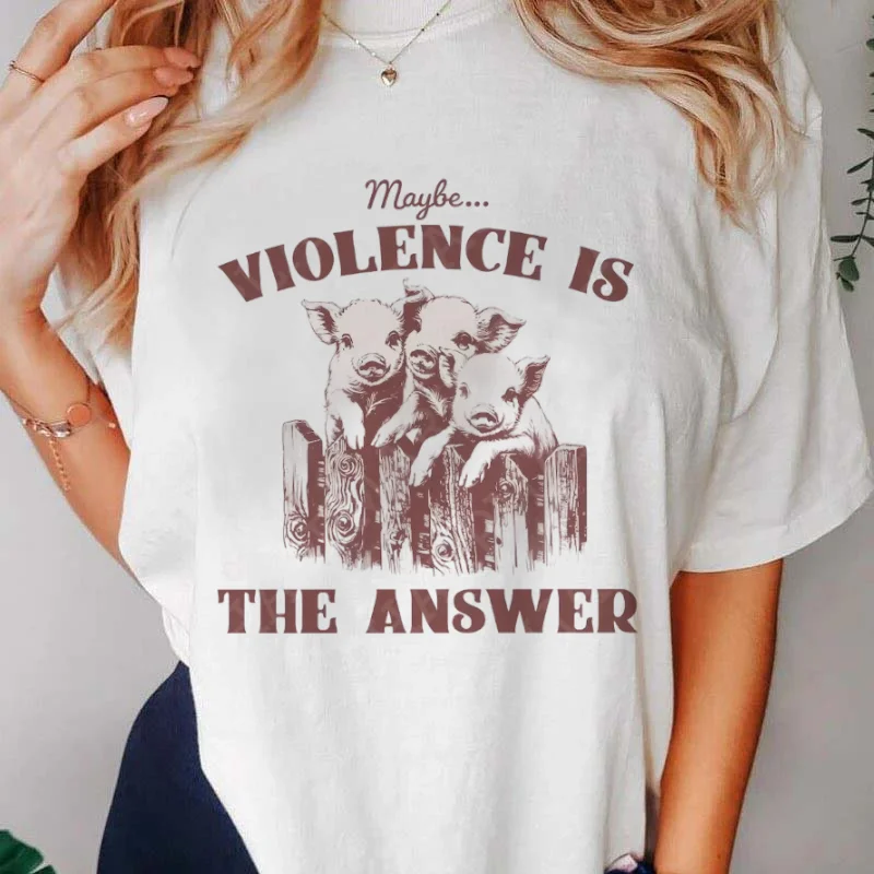 Милый стиль в стиле ретро 90-х годов футболка с рисунком свиньи топ короткими