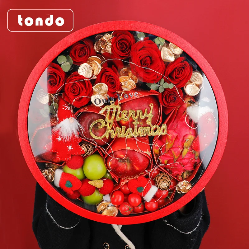 

Large Size Gift Box Round Empty Valentine Clear Window Anniversaire Fruit Box Chocolate Candy Lucky Caja Misteriosa Event Party