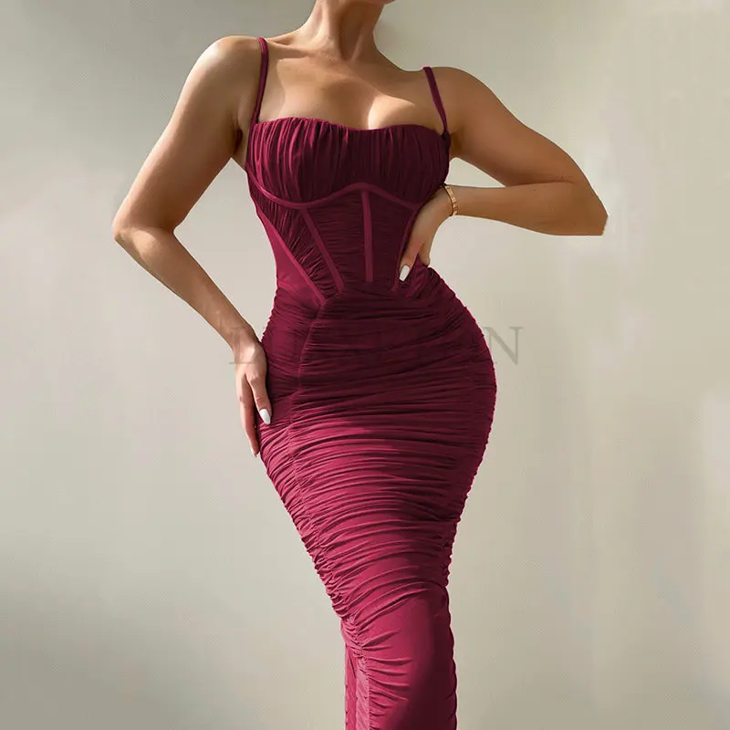 

Платье Y2K женское длинное с открытой спиной, пикантное облегающее Макси-Платье на бретелях-спагетти, черный розовый наряд для плявечерние, н...