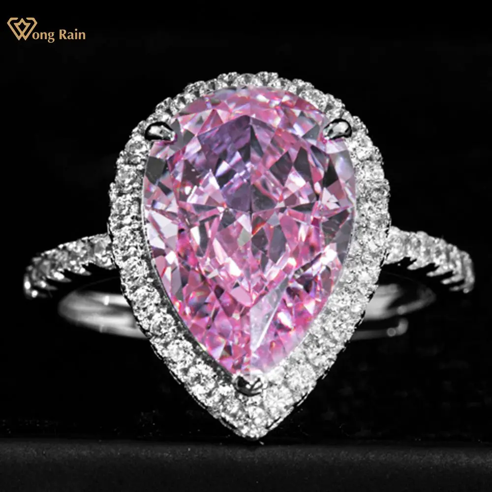 

Wong Rain роскошное 925 пробы Серебряное кольцо с измельченным льдом, созданное из моиссанита, обручальное кольцо, ювелирные украшения, оптовая п...