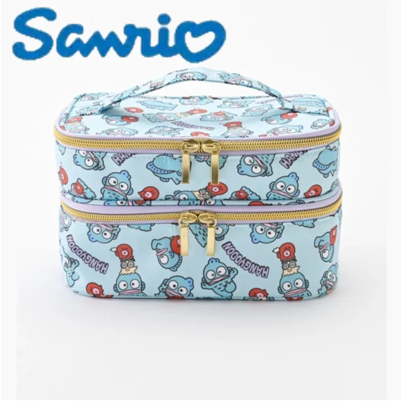

Sanrio Hanyodon Pachacco Cute Cartoon Printed Double Layer Cosmetic Bag Handy Handy Storage Bag Wash Bag Girls Gift