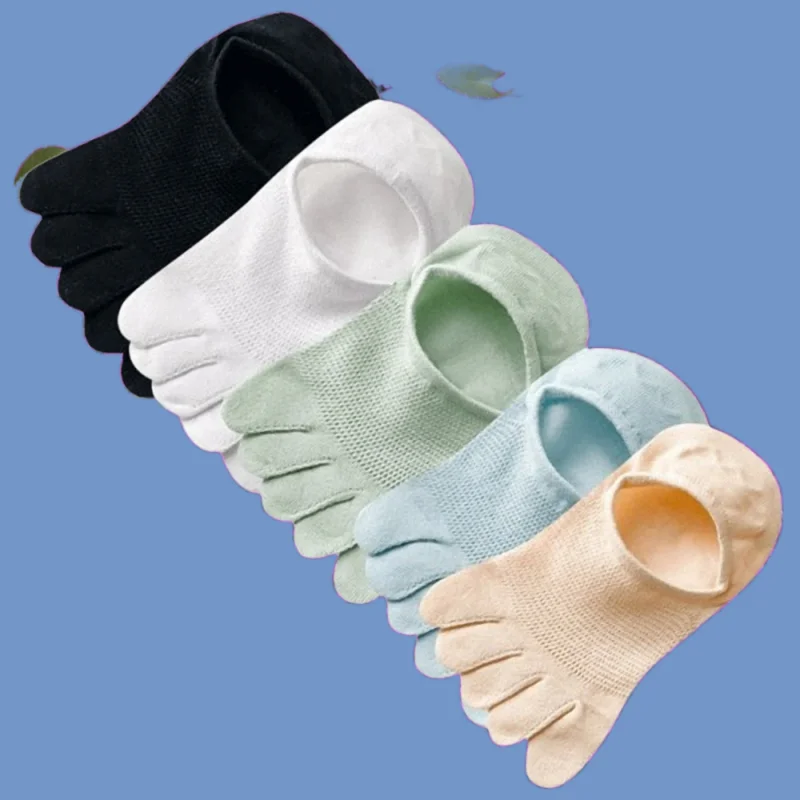 Носки с пятью носками хлопковые впитывающие пот невидимым разрезом летние