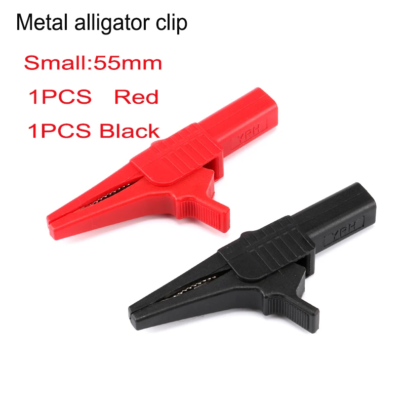 Металлические зажимы крокодилы 55/85мм черные и красные