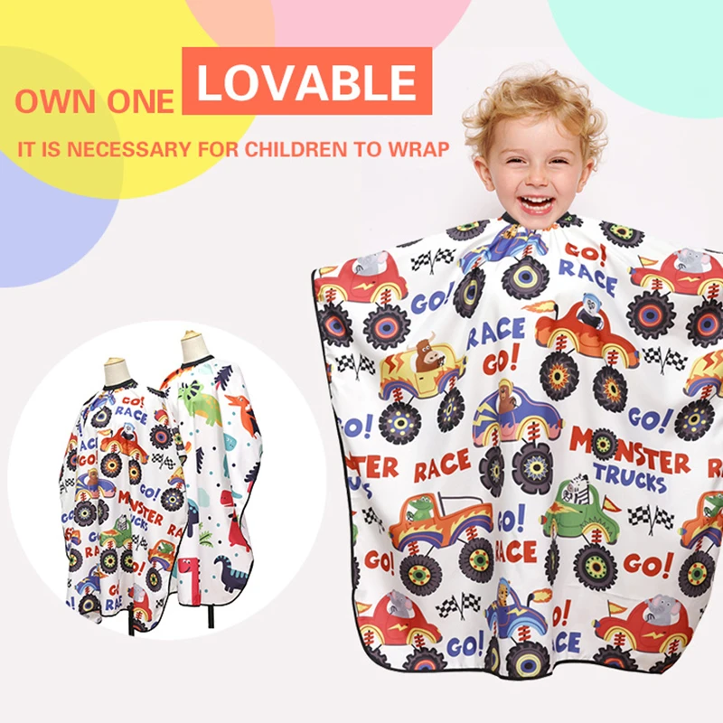 

Cute Cartoon Children Hair Cutting Apron Adjustable Neckline Nonstick Broken Hair Kids Protect Dressing Cloth Salon Styling Tool