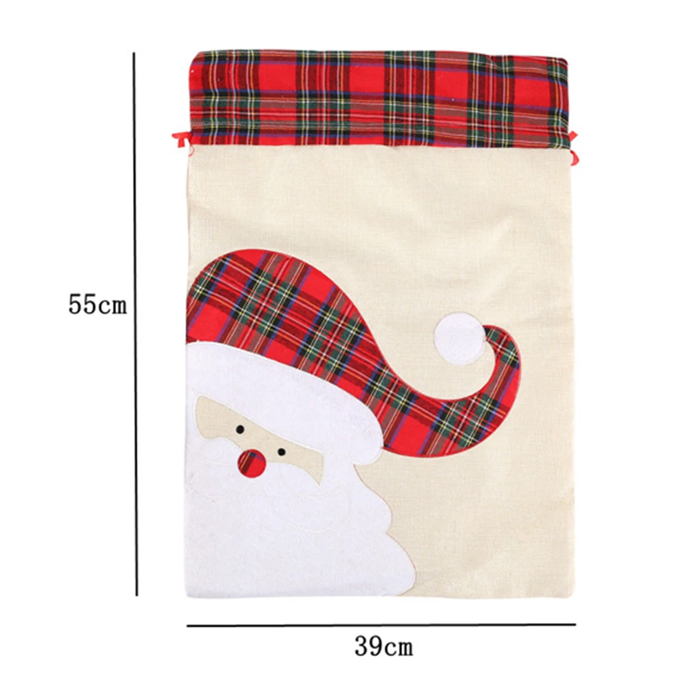 55*39 см 2024 Рождественский подарок Сумка Льняная сумка на шнурке Санта-олень для