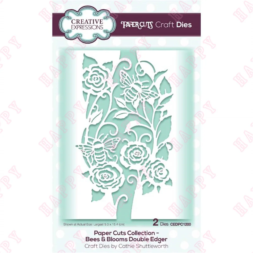 

2022 New Arrival Bees Blooms Double Edger Metal Cutting Dies Scrapbook Diary Diy Decore Embossing Template Greeting Card Molds