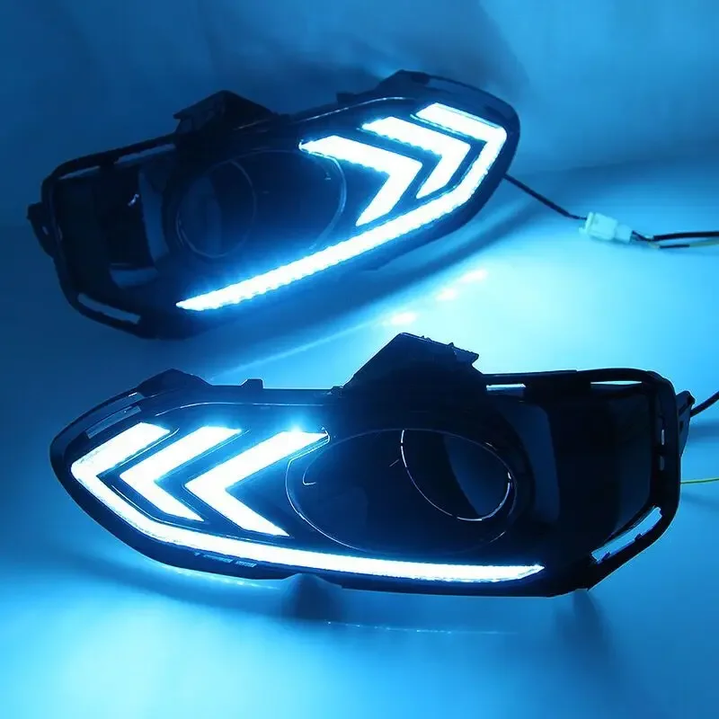 2pcs For Honda jazz fit 2018 2019 LED DRL Daytime Running Lights Daylight Fog Lamp Cover With Turn signal lamp
