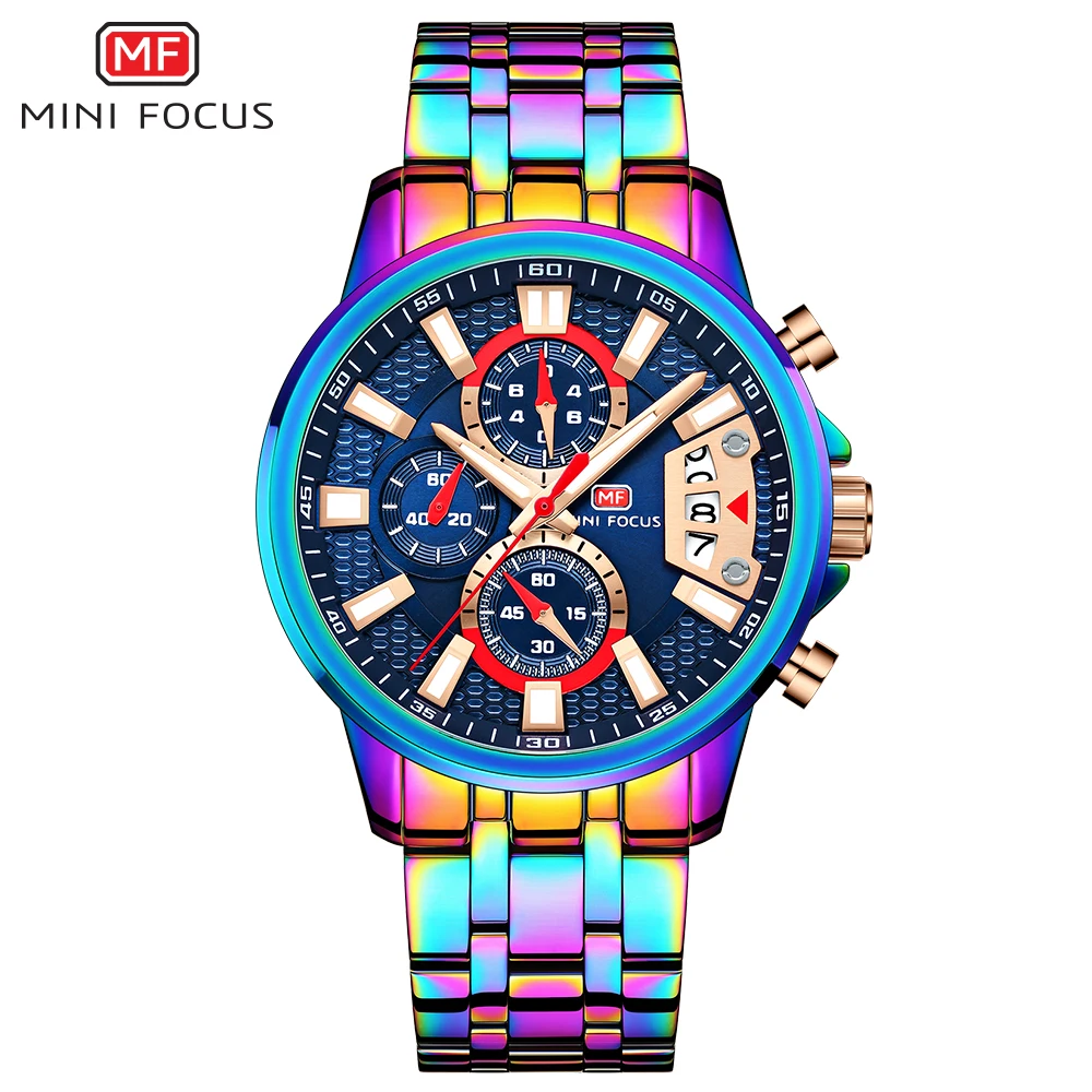 

MINI FOCUS Fashion Quartz Waterproof Watches for Men Multifunction Sub-Dials Calendar Top Brand Luxury Stainless Steel Strap