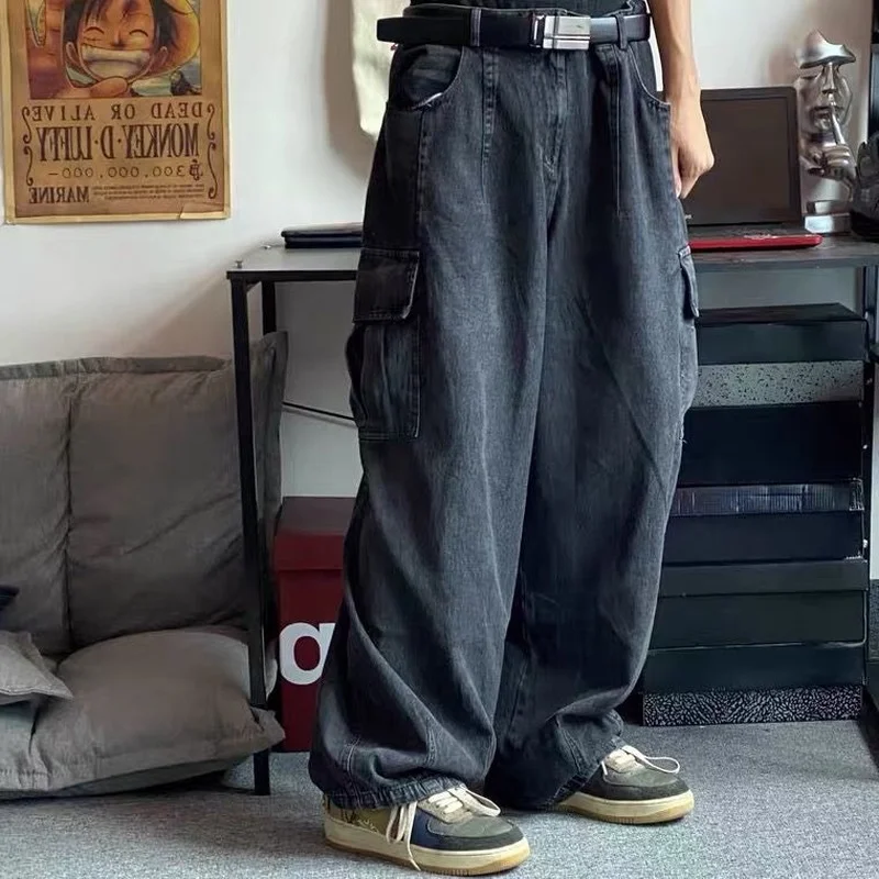 Baggy Jeans Men Y2k Streetwear Denim Pants Straight Wide Leg Trousers Male Plus Size Jeans Hip Hop Harajuku Casual Sweatpants