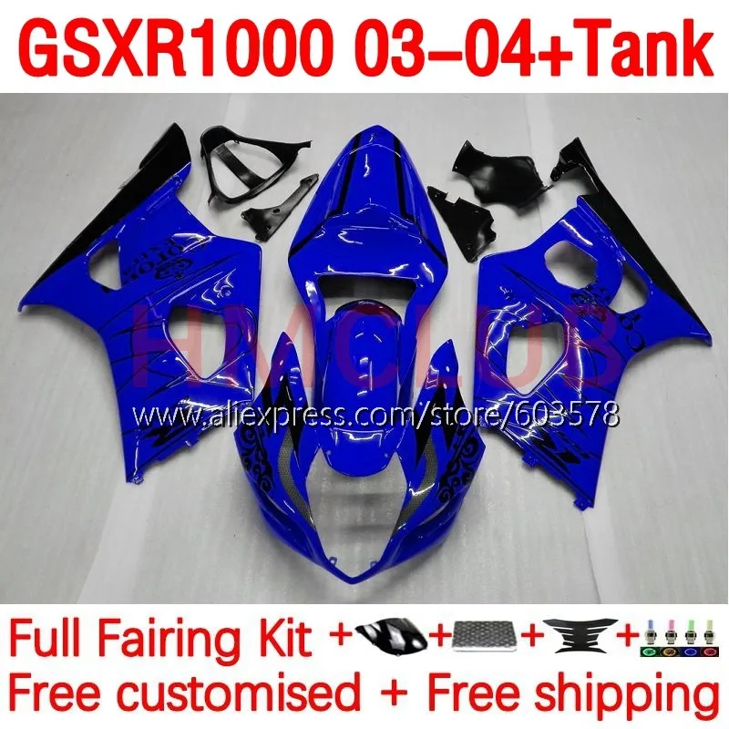 

+ Инъекция резервуара для SUZUKI K3 GSX-R1000 GSXR 1000 CC 1000CC GSXR1000 03 04, глянцевая синяя модель 2003 2004 Обтекатель OEM 175No.121